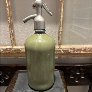 Vintage Green Gray Glass Seltzer Bottle